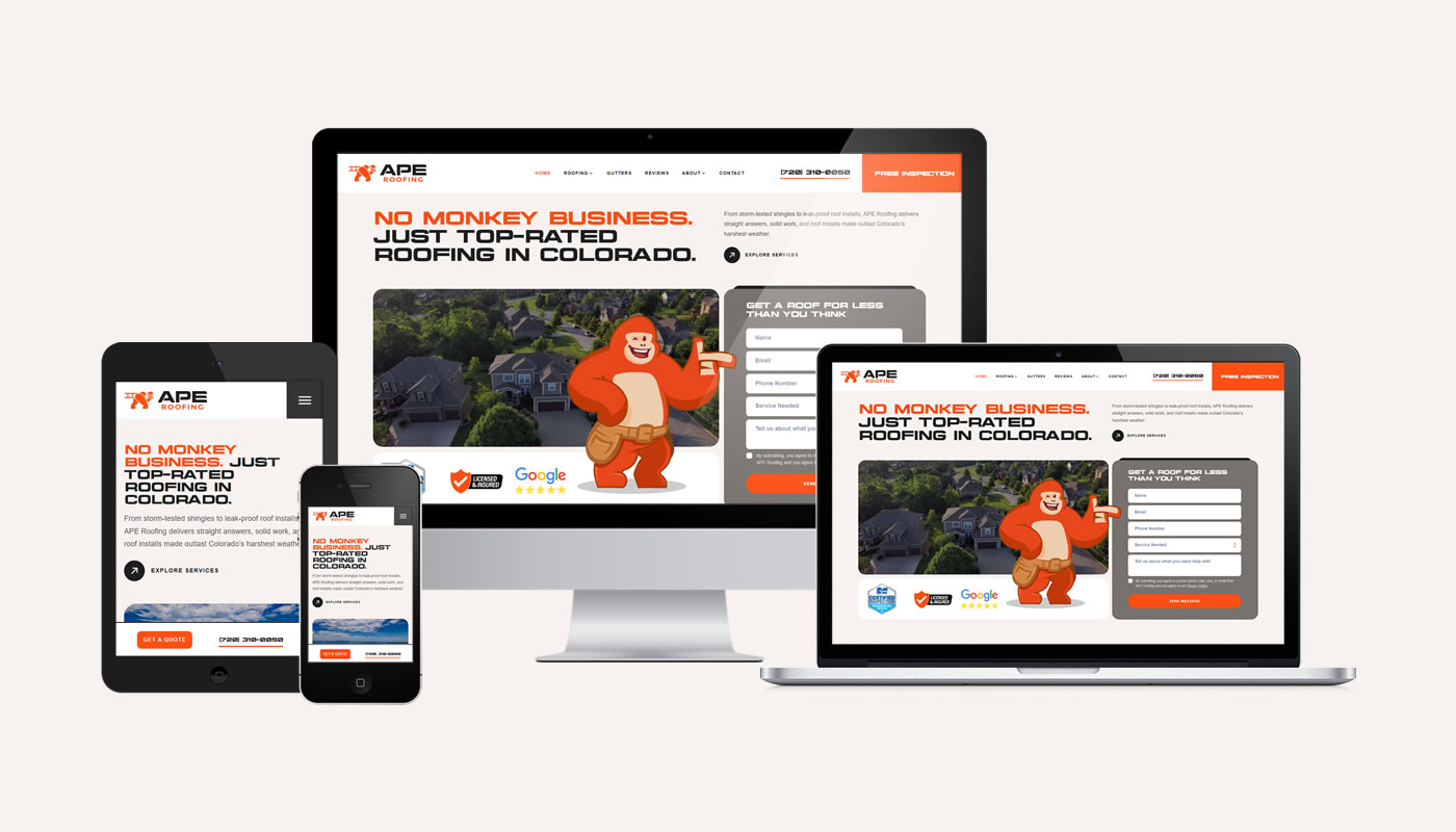 Homepage of APE Roofing