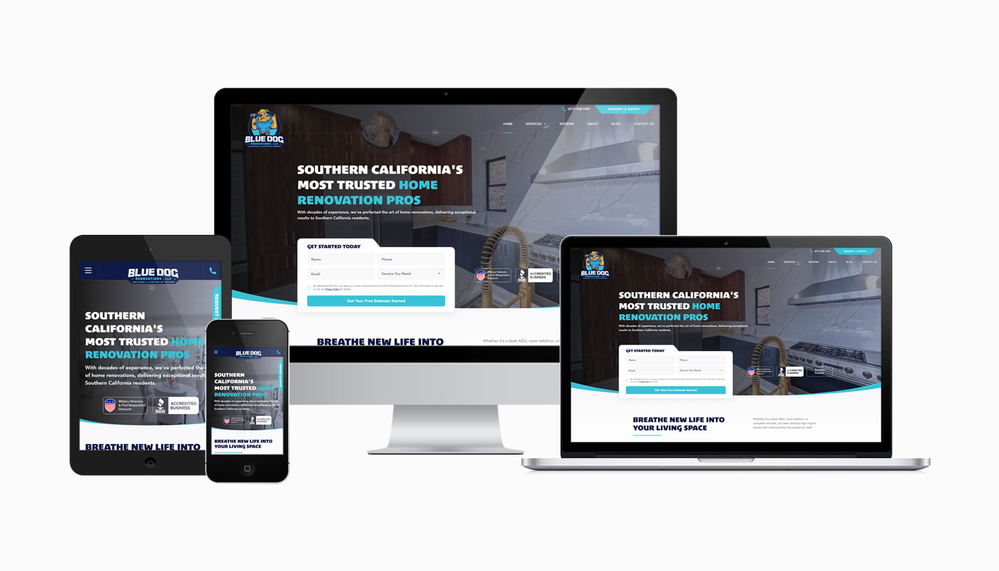Homepage of Bluedog Renovations