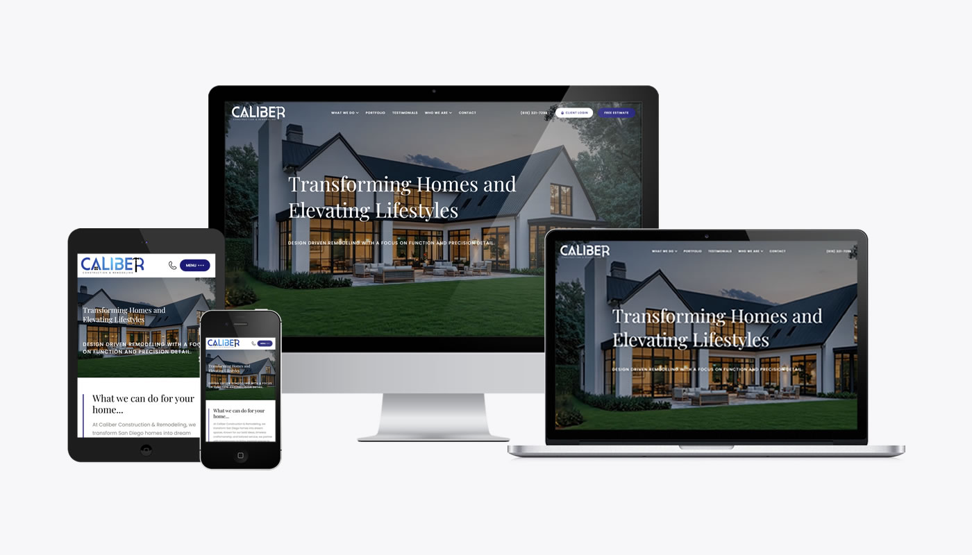 Homepage of Caliber Construction & Remodeling