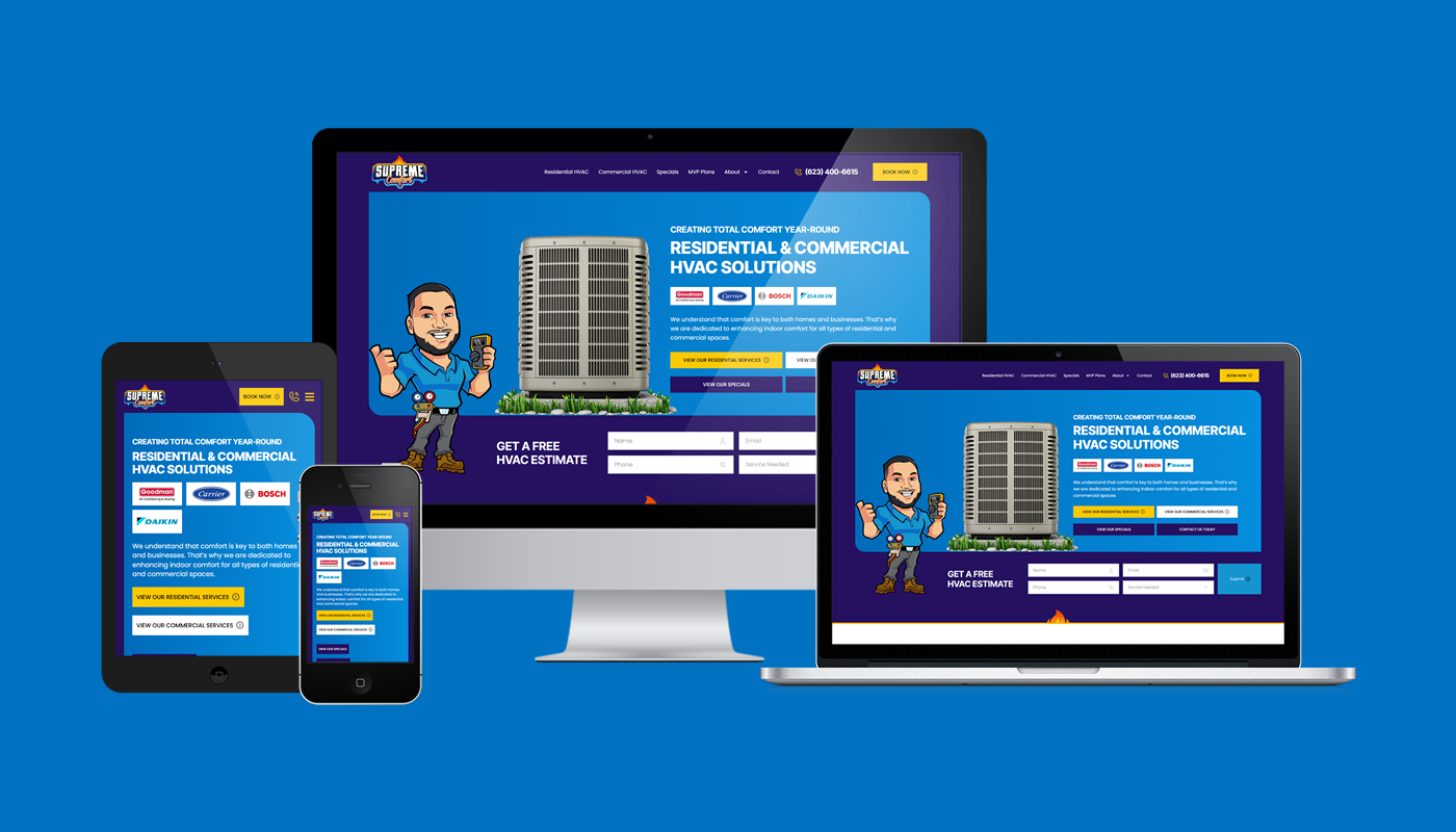 Homepage of Supreme Comfort HVAC