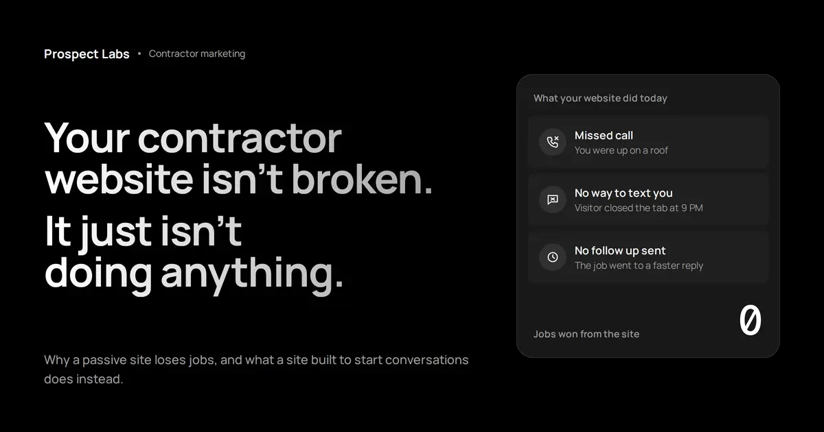 Your Contractor Website Isn’t Broken. It Just Isn’t Doing Anything.